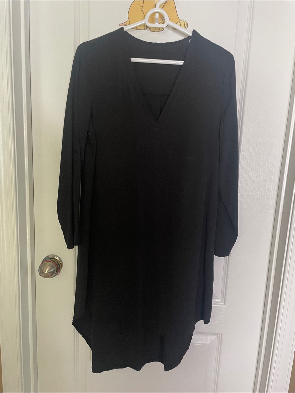 SHEIN Black V-Neck Long Sleeve Tunic